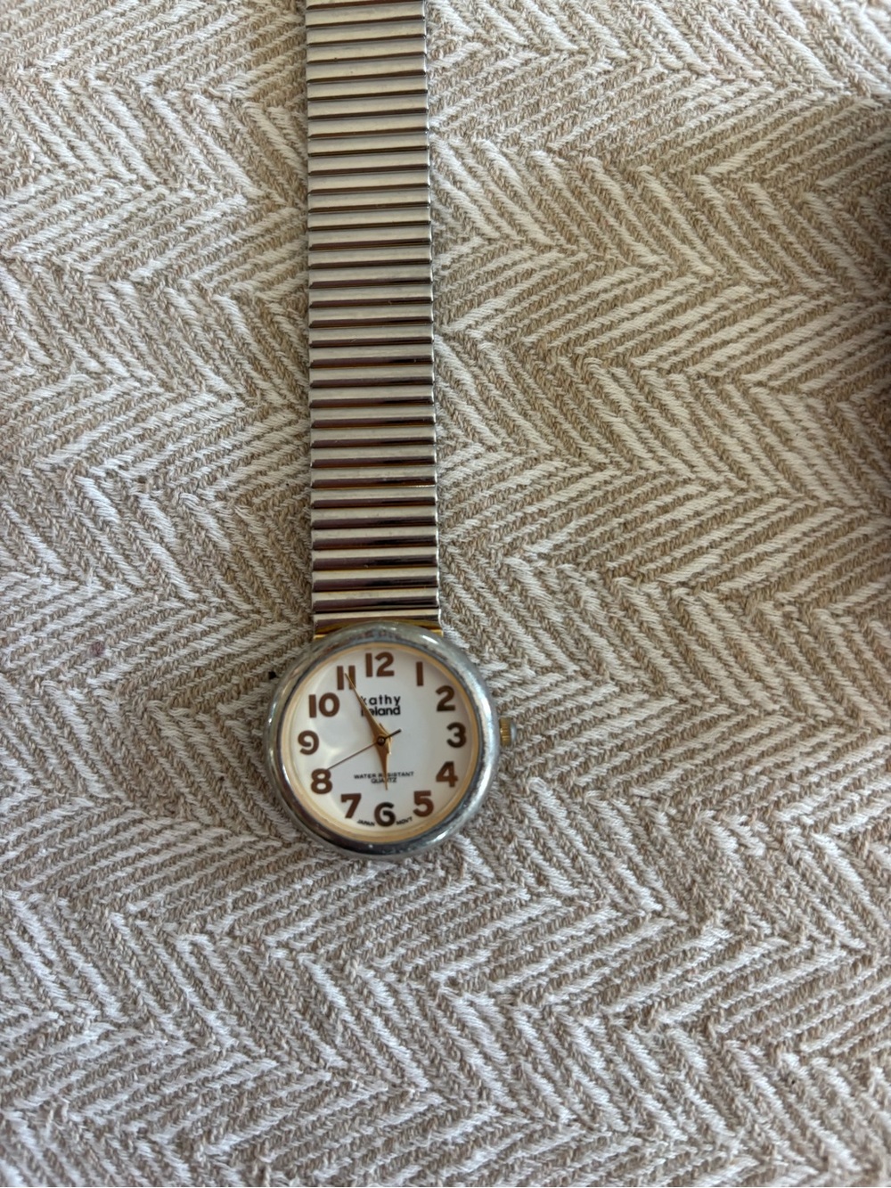 kathy ireland Silver-Tone Expansion Band Watch with White Dial